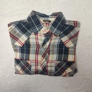 Salt Valley Shirt Mens Extra Small Multicolor Plaid Western Pearl Snap Cowboy